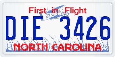 NC license plate DIE3426
