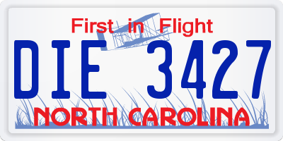 NC license plate DIE3427