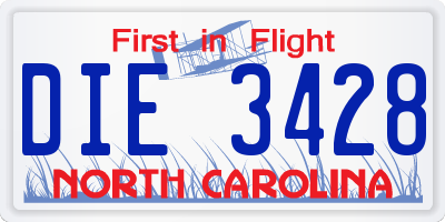 NC license plate DIE3428