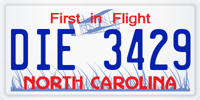 NC license plate DIE3429