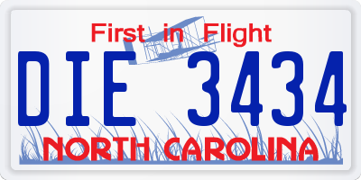 NC license plate DIE3434