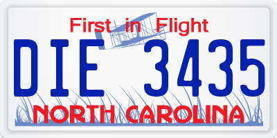 NC license plate DIE3435