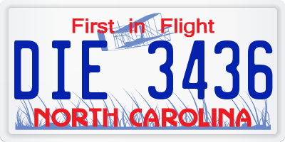 NC license plate DIE3436