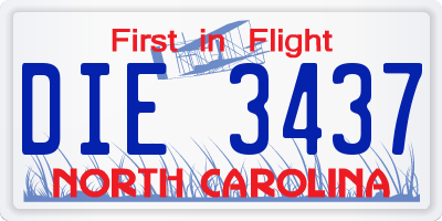 NC license plate DIE3437