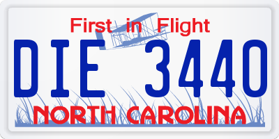 NC license plate DIE3440