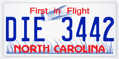 NC license plate DIE3442