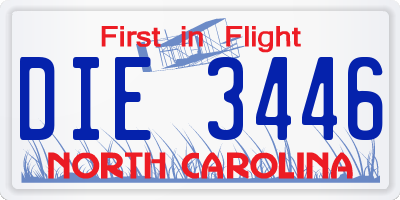 NC license plate DIE3446