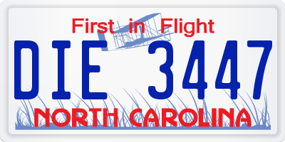 NC license plate DIE3447