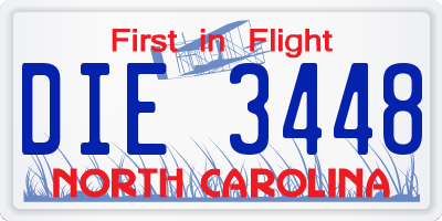NC license plate DIE3448