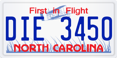 NC license plate DIE3450