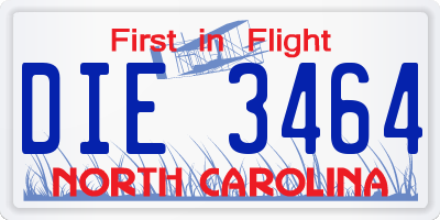 NC license plate DIE3464