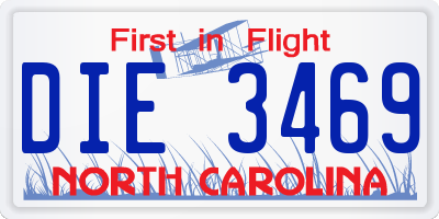 NC license plate DIE3469