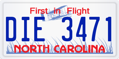 NC license plate DIE3471
