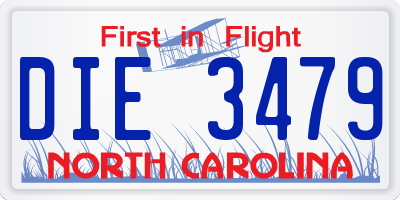 NC license plate DIE3479