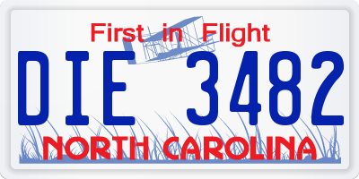 NC license plate DIE3482