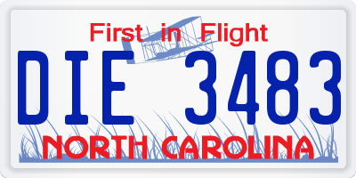 NC license plate DIE3483