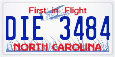NC license plate DIE3484