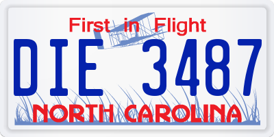 NC license plate DIE3487