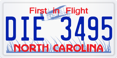 NC license plate DIE3495