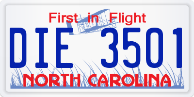 NC license plate DIE3501