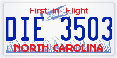NC license plate DIE3503