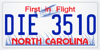 NC license plate DIE3510