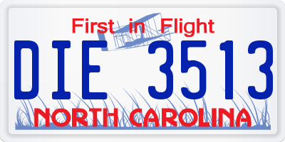 NC license plate DIE3513