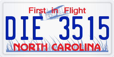 NC license plate DIE3515