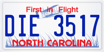 NC license plate DIE3517