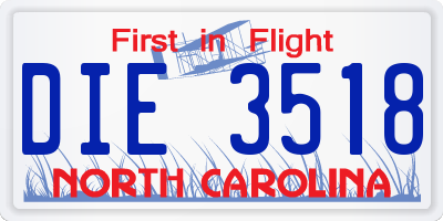 NC license plate DIE3518