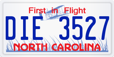 NC license plate DIE3527