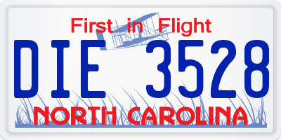 NC license plate DIE3528