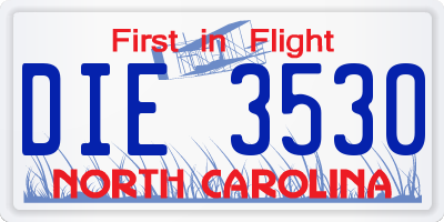 NC license plate DIE3530