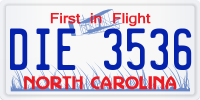 NC license plate DIE3536