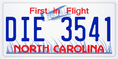 NC license plate DIE3541