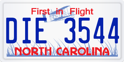 NC license plate DIE3544
