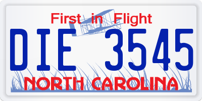 NC license plate DIE3545