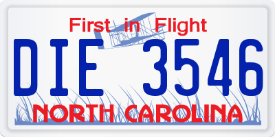 NC license plate DIE3546