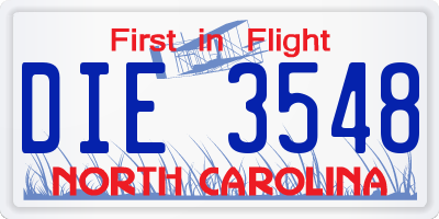 NC license plate DIE3548