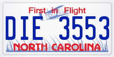 NC license plate DIE3553
