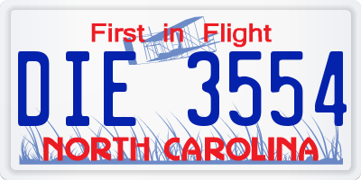 NC license plate DIE3554