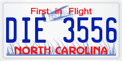 NC license plate DIE3556