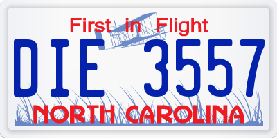 NC license plate DIE3557