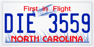 NC license plate DIE3559