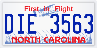 NC license plate DIE3563