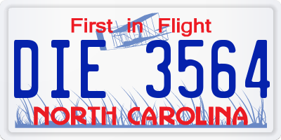 NC license plate DIE3564