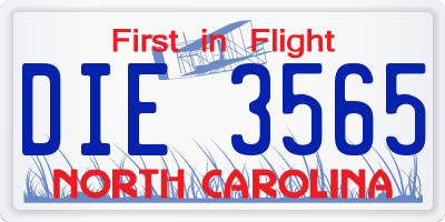 NC license plate DIE3565