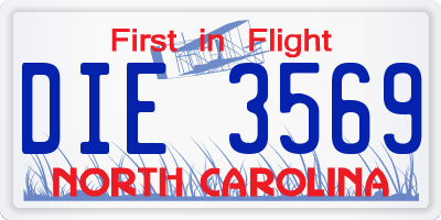 NC license plate DIE3569
