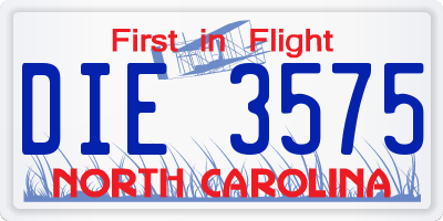 NC license plate DIE3575