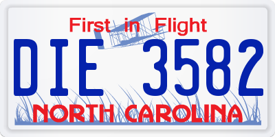 NC license plate DIE3582